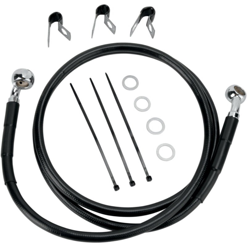 DRAG SPECIALTIES 00 - 07 FLST/C/F FRT BRAKE LINE KIT - DRIVEN Canada's Powersports 660214 - BLK
