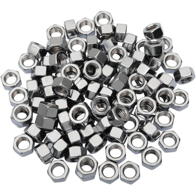 DRAG SPECIALTIES 3/8 - 24 CHROME HEX NUT (100PK) (MPB167) - DRIVEN Canada's Powersports 632393668606MPB167