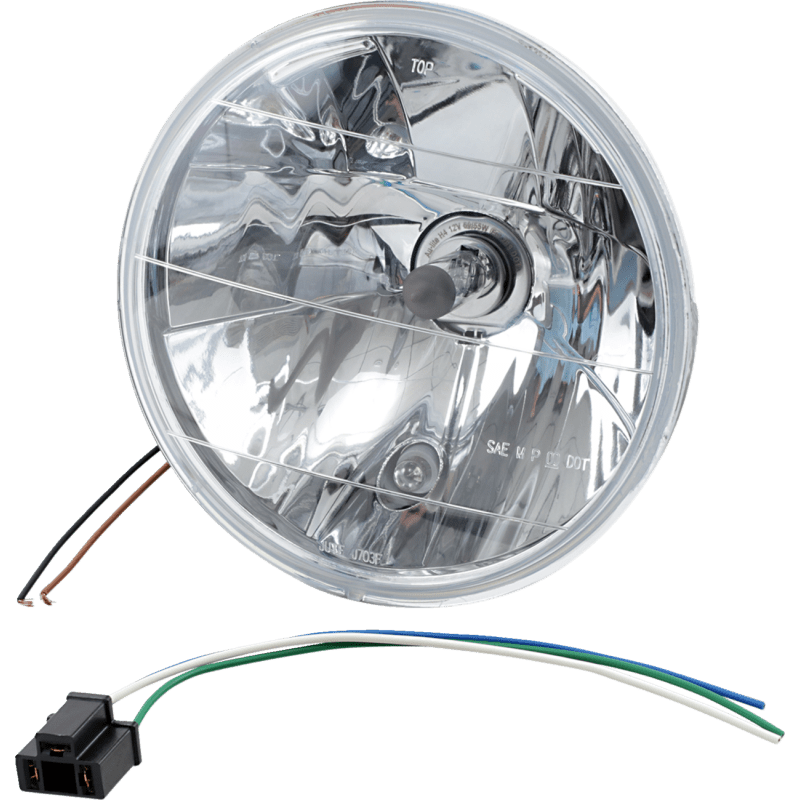 DRAG SPECIALTIES 7" DIAMOND LIGHT W/ H4 BULB DS-280189 Front - Driven Powersports