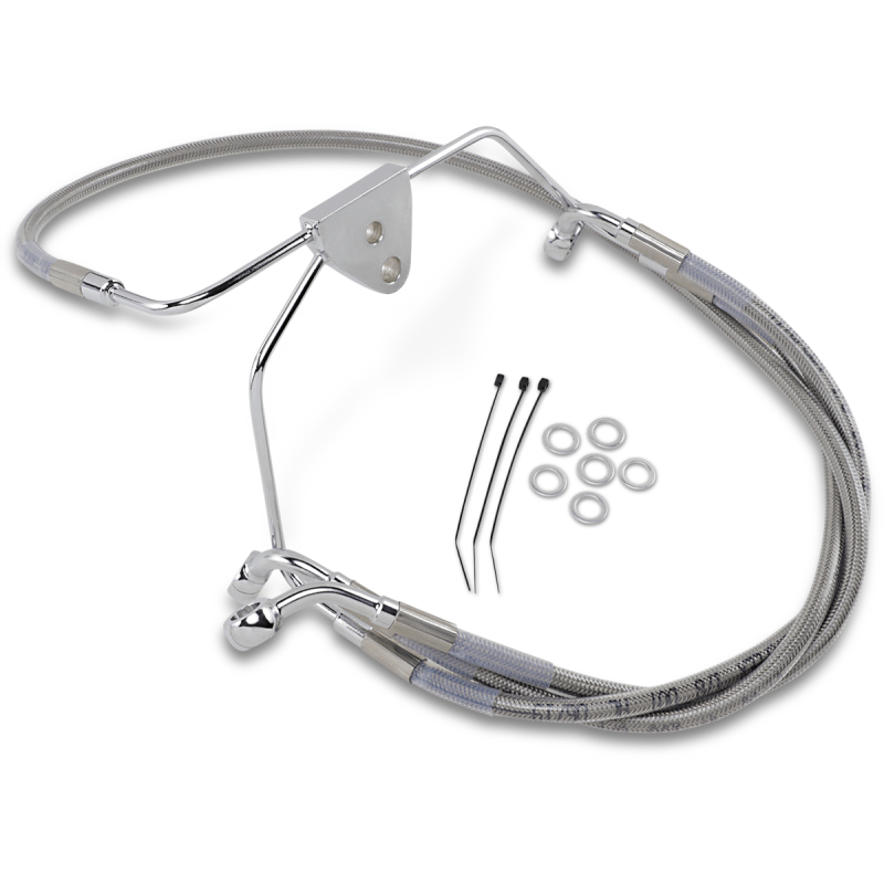 DRAG SPECIALTIES 96 - 07 FLHT/X FRT S/S BRAKE LINE KIT +4 (660411 - 4) - DRIVEN Canada's Powersports 660411 - 4