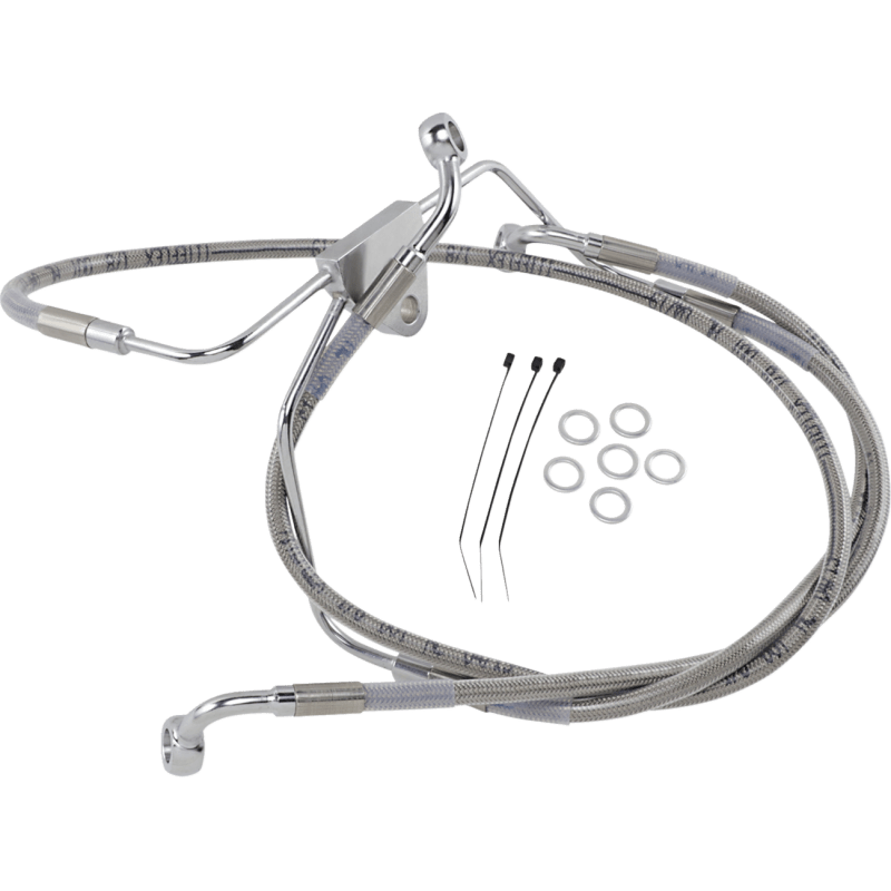 DRAG SPECIALTIES 96 - 07 FLHT/X FRT S/S BRAKE LINE KIT +6 (660411 - 6) - DRIVEN Canada's Powersports 660411 - 6