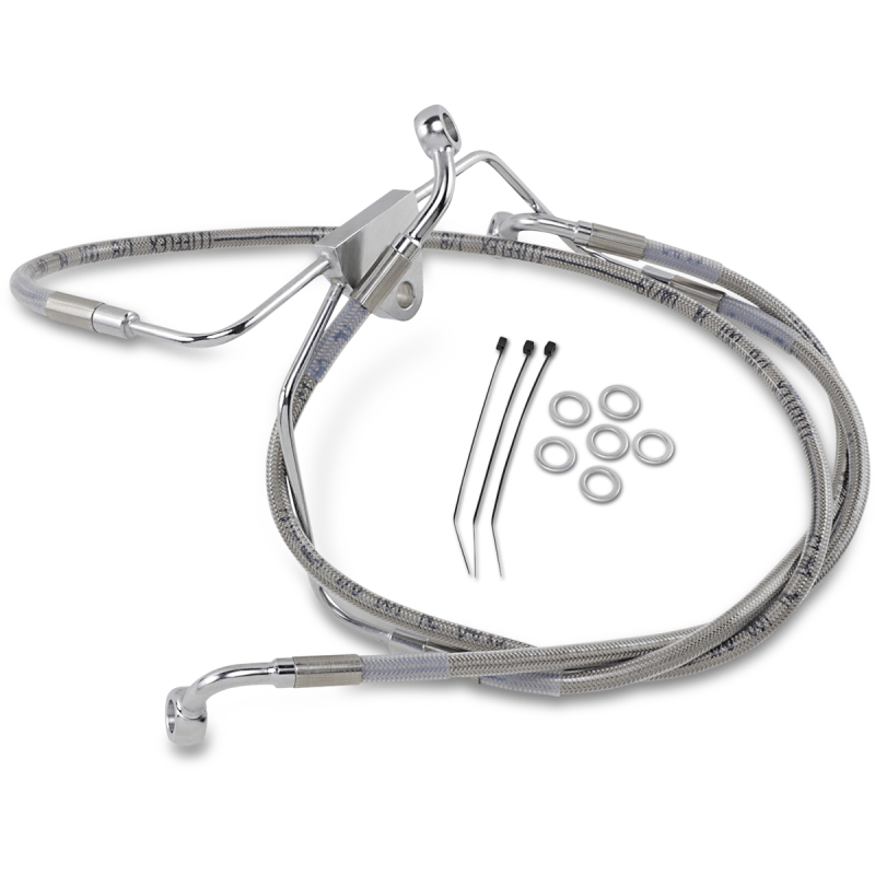 DRAG SPECIALTIES 96 - 07 FLHT/X FRT S/S BRAKE LINE KIT +6 (660411 - 6) - DRIVEN Canada's Powersports 660411 - 6
