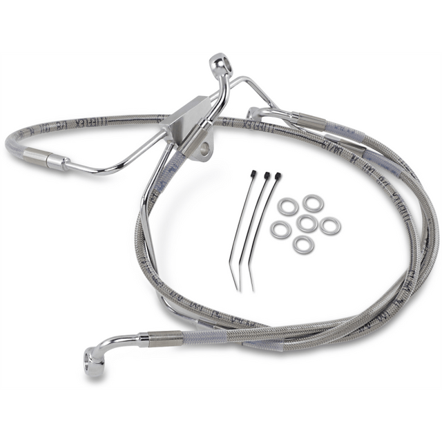 DRAG SPECIALTIES 96 - 07 FLHT/X FRT S/S BRAKE LINE KIT +6 (660411 - 6) - DRIVEN Canada's Powersports 660411 - 6