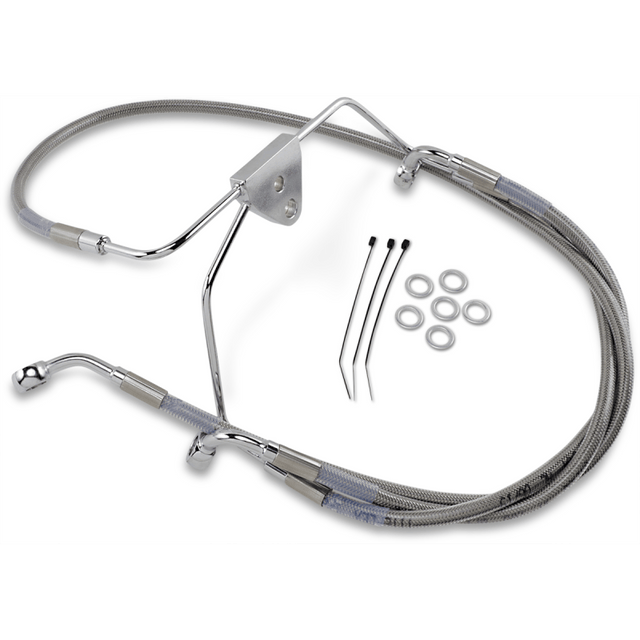 DRAG SPECIALTIES 96 - 07 FLHT/X FRT S/S BRAKE LINE KIT +8 (660411 - 8) - DRIVEN Canada's Powersports 660411 - 8