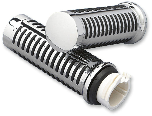 DRAG SPECIALTIES CHROME O - RING DESIGN GRIPS 73 - UP (PR) (DS - 243186) - DRIVEN Canada's Powersports DS - 243186