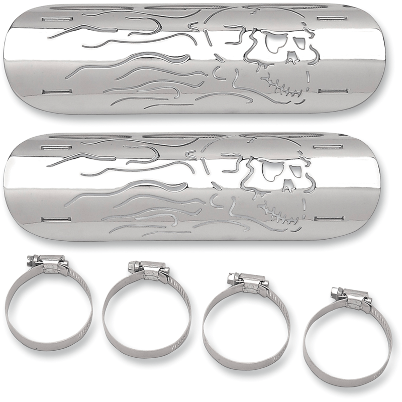 DRAG SPECIALTIES FLAMING SKULL H/SHIELD 10" (PR) (1861 - 0102) - DRIVEN Canada's Powersports 1861 - 0102