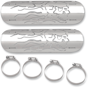 DRAG SPECIALTIES FLAMING SKULL H/SHIELD 10" (PR) (1861 - 0102) - DRIVEN Canada's Powersports 1861 - 0102
