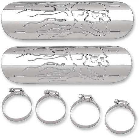 DRAG SPECIALTIES FLAMING SKULL H/SHIELD 10" (PR) (1861 - 0102) - DRIVEN Canada's Powersports 1861 - 0102