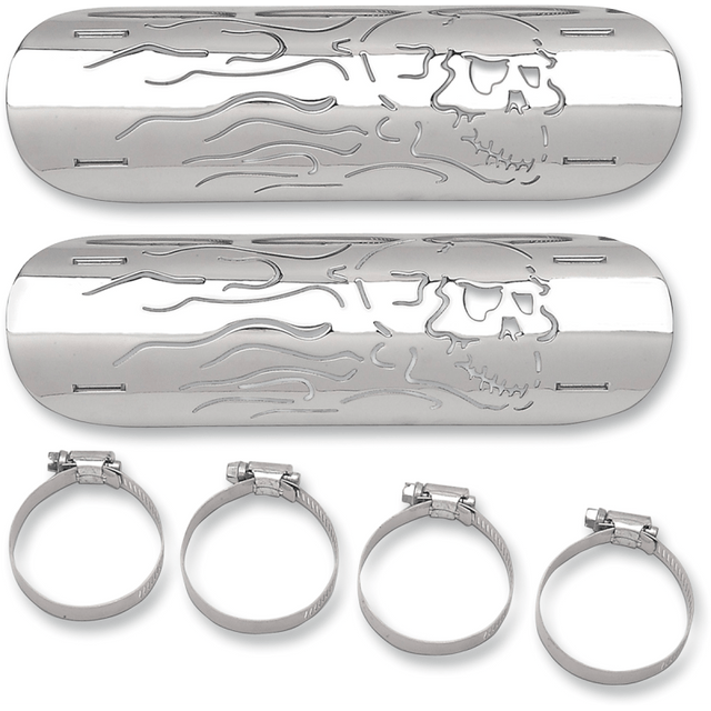 DRAG SPECIALTIES FLAMING SKULL H/SHIELD 10" (PR) (1861 - 0102) - DRIVEN Canada's Powersports 1861 - 0102