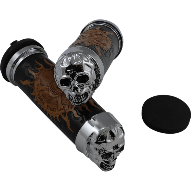 DRAG SPECIALTIES SKULL GRIPS W/PLAIN EYES (PR) (DS - 243255) - DRIVEN Canada's Powersports DS - 243255