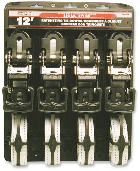 ERICKSON 1 - 1/4"X12' 2500LB RATCHET TIE - DOWN 4PK (34411 - ER) - DRIVEN Canada's Powersports 34411 - ER