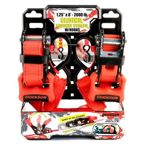 ERICKSON 1.25" X 8' 2000LBS SLIDING RATCHET STRAP (2 PACK) (31423) - DRIVEN Canada's Powersports 31423
