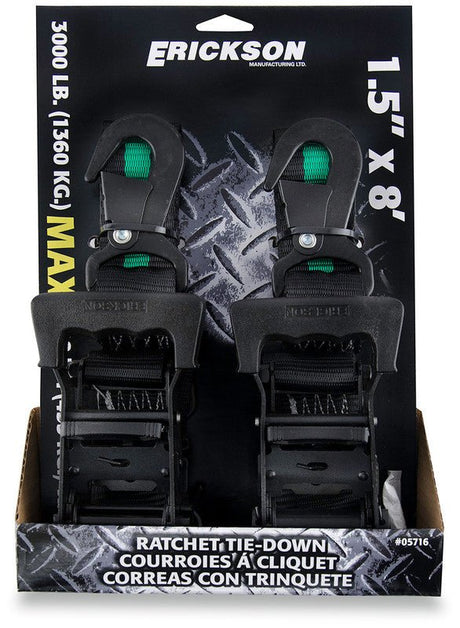 ERICKSON 1.5"X8' 3000LB RTCHT STRIPE 2PK - DRIVEN Canada's Powersports 05716 - ER