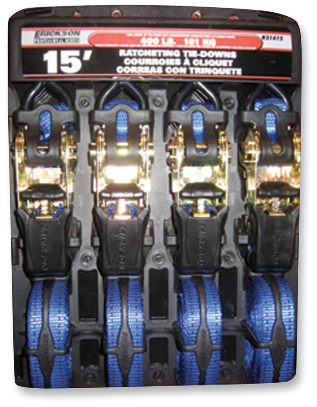 ERICKSON 1"X15' 1200LB RUBBR RATCHET TIE - DOWN 4PK (31415 - ER) - DRIVEN Canada's Powersports 06438331415431415 - ER