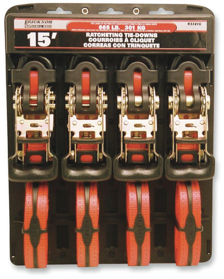 ERICKSON 1"X15' 2000LB RUBBR RATCHET TIE - DOWN 4PK (31416 - ER) - DRIVEN Canada's Powersports 06438331416131416 - ER