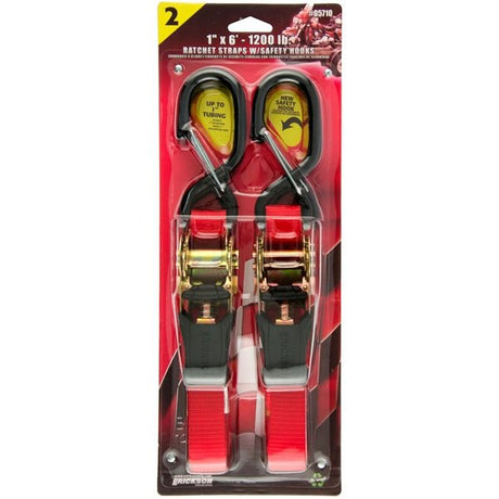 ERICKSON "(2) 1""X6' 1200 LB HD MOTORCYCLE STRAP W/SAFTEY HOOKS/" - DRIVEN Canada's Powersports 05710
