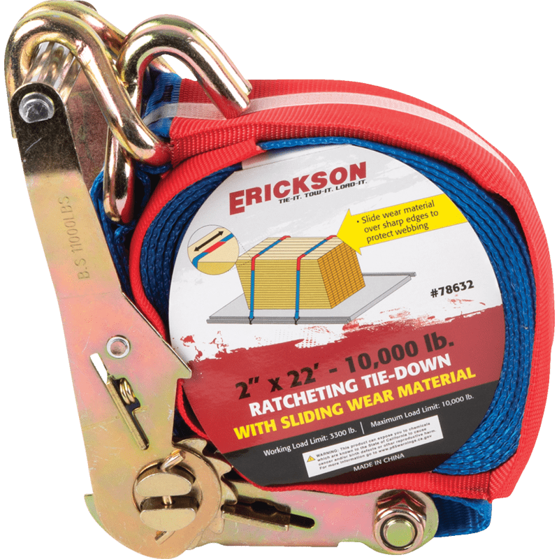 ERICKSON 2" X22' 10,000 LB RATCHET STRAP W/SLIDING WEAR MATERIAL (78632) - DRIVEN Canada's Powersports 78632
