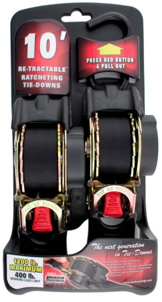 ERICKSON "(2)1""X10' 1200 LB RETRACTABLE RATCHET TIE DOWN" - DRIVEN Canada's Powersports 34415