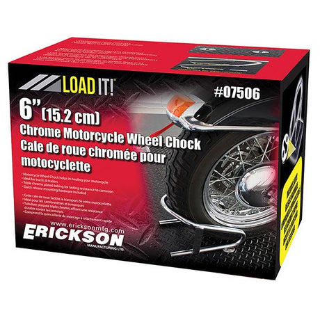 ERICKSON REMOVABLE CHROME MOTORCYCLE WHEEL CHOCK 6" (07506) - DRIVEN Canada's Powersports 07506