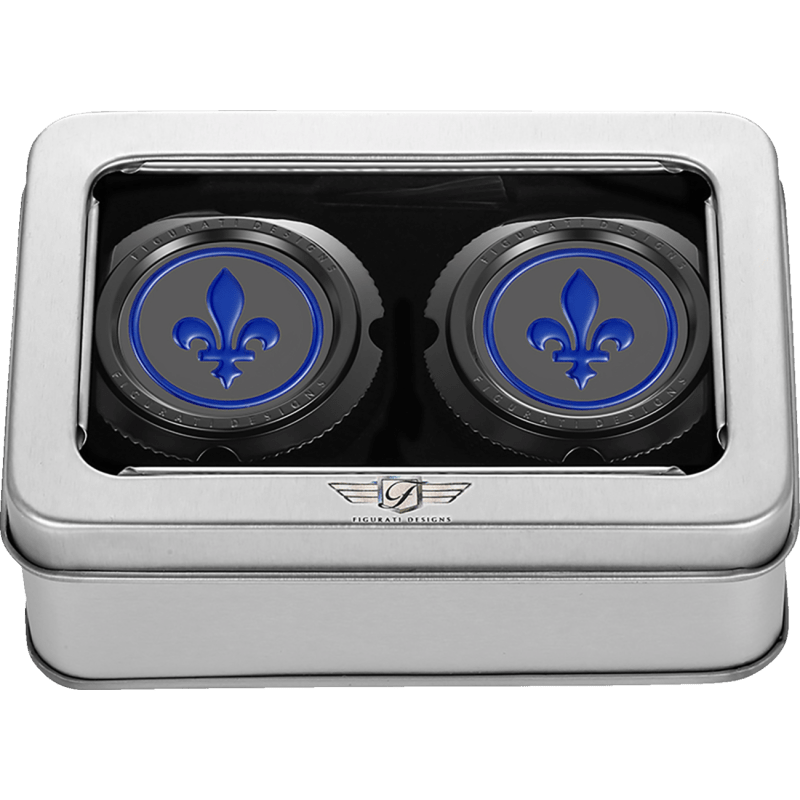 FIGURATI DESIGNS BLUE FLEUR - DE - LIS FRONT AXLE NUT COVER - DRIVEN Canada's Powersports FD05 - FAC - BK