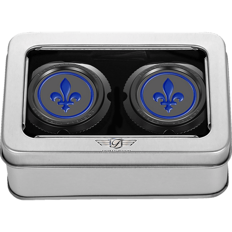 FIGURATI DESIGNS BLUE FLEUR - DE - LIS FRONT AXLE NUT COVER - DRIVEN Canada's Powersports FD05 - FAC - BK