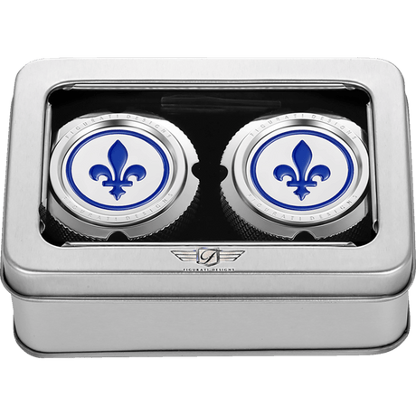 FIGURATI DESIGNS BLUE FLEUR - DE - LIS FRONT AXLE NUT COVER - DRIVEN Canada's Powersports FD05 - FAC - SS