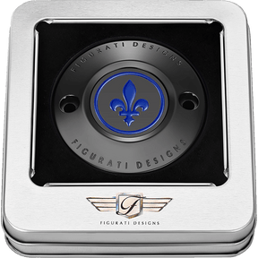 FIGURATI DESIGNS BLUE FLEUR - DE - LIS M8 TIMING COVER - DRIVEN Canada's Powersports FD05 - TC - 2H - BK