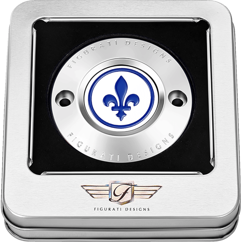 FIGURATI DESIGNS BLUE FLEUR - DE - LIS M8 TIMING COVER - DRIVEN Canada's Powersports FD05 - TC - 2H - SS