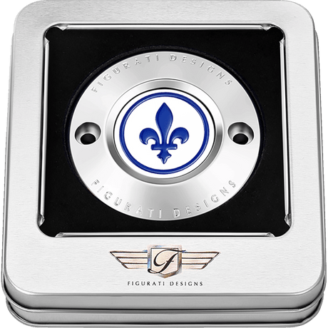 FIGURATI DESIGNS BLUE FLEUR - DE - LIS M8 TIMING COVER - DRIVEN Canada's Powersports FD05 - TC - 2H - SS