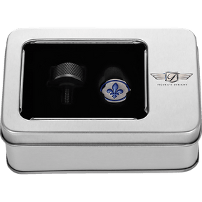 FIGURATI DESIGNS BLUE FLEUR - DE - LIS SEAT SCREW - DRIVEN Canada's Powersports FD05 - SEAT_SCREW - BK