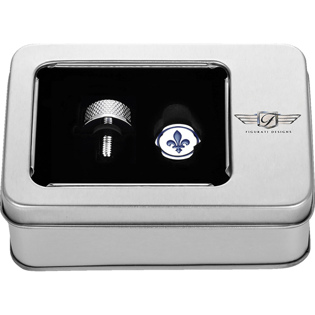 FIGURATI DESIGNS BLUE FLEUR - DE - LIS SEAT SCREW - DRIVEN Canada's Powersports FD05 - SEAT_SCREW - SS