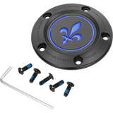 FIGURATI DESIGNS BLUE FLEUR - DE - LIS TWIN CAM TIMING COVER - DRIVEN Canada's Powersports FD05 - TC - 5H - BK