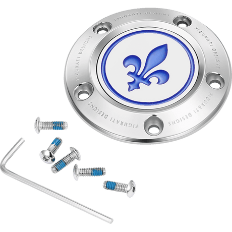 FIGURATI DESIGNS BLUE FLEUR - DE - LIS TWIN CAM TIMING COVER - DRIVEN Canada's Powersports FD05 - TC - 5H - SS