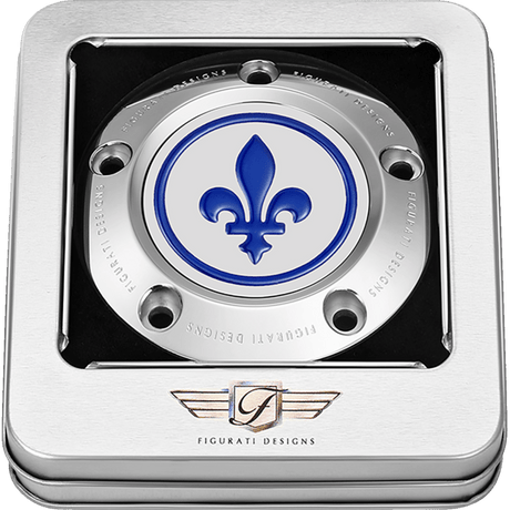 FIGURATI DESIGNS BLUE FLEUR - DE - LIS TWIN CAM TIMING COVER - DRIVEN Canada's Powersports FD05 - TC - 5H - SS