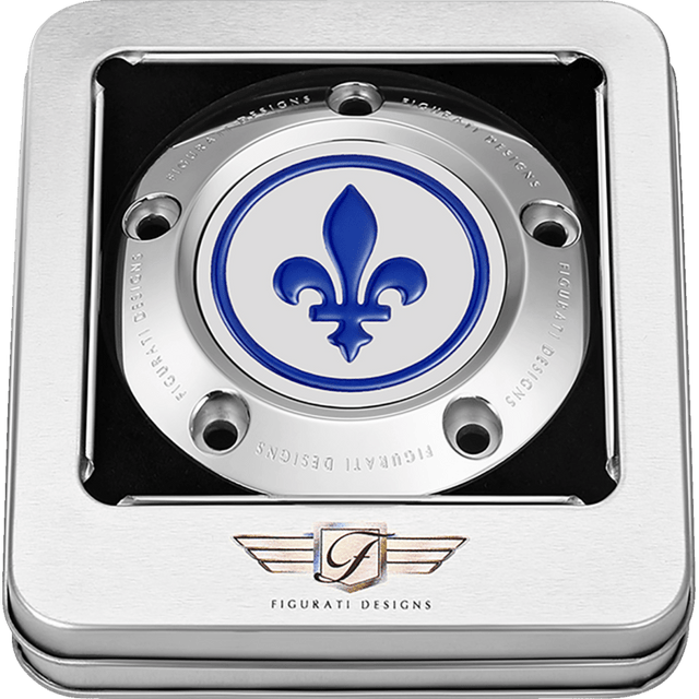 FIGURATI DESIGNS BLUE FLEUR - DE - LIS TWIN CAM TIMING COVER - DRIVEN Canada's Powersports FD05 - TC - 5H - SS