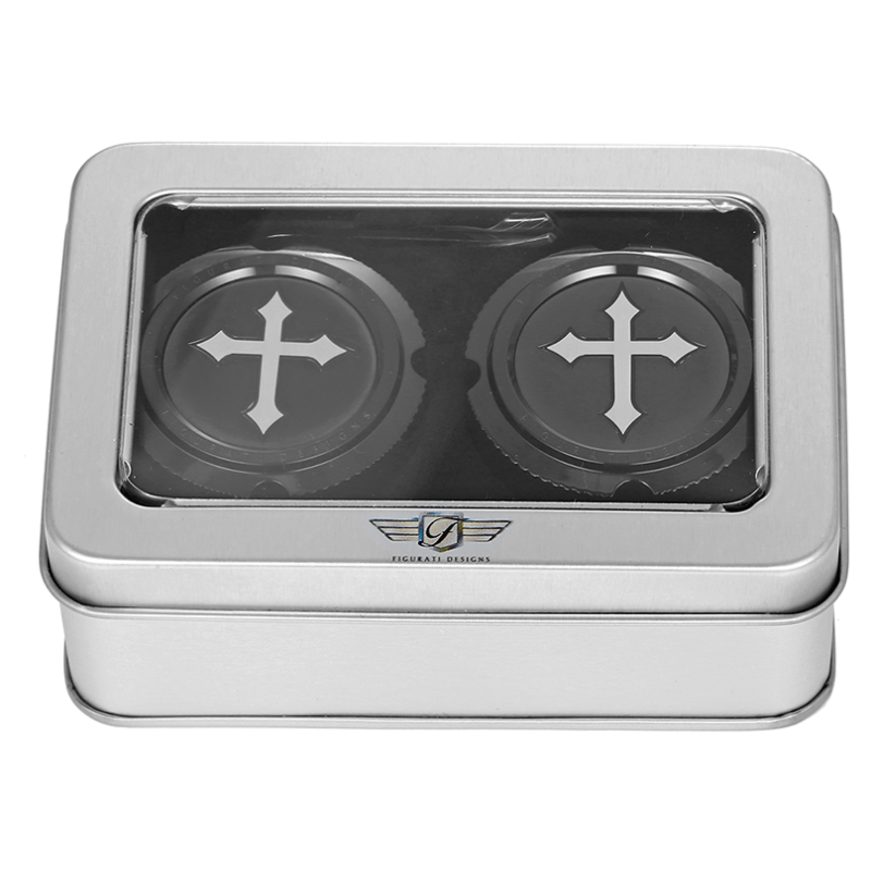 FIGURATI DESIGNS FRONT AXLE NUT COVERS WITH CROSS - DRIVEN Canada's Powersports FD41 - FAC - BLK