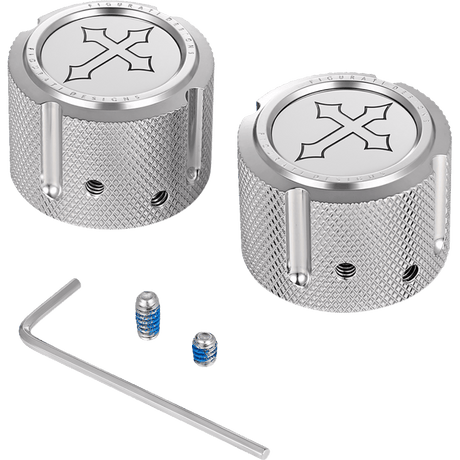 FIGURATI DESIGNS FRONT AXLE NUT COVERS WITH CROSS - DRIVEN Canada's Powersports FD41 - FAC - SS