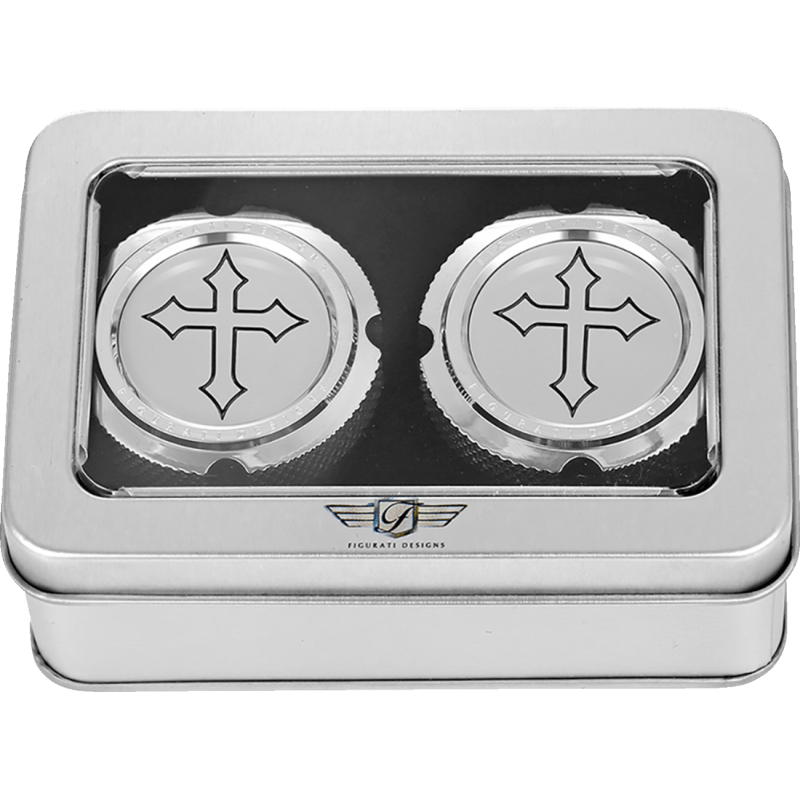 FIGURATI DESIGNS FRONT AXLE NUT COVERS WITH CROSS - DRIVEN Canada's Powersports FD41 - FAC - SS