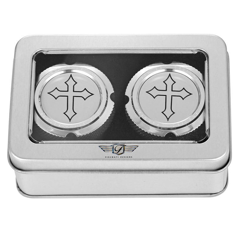 FIGURATI DESIGNS FRONT AXLE NUT COVERS WITH CROSS - DRIVEN Canada's Powersports FD41 - FAC - SS