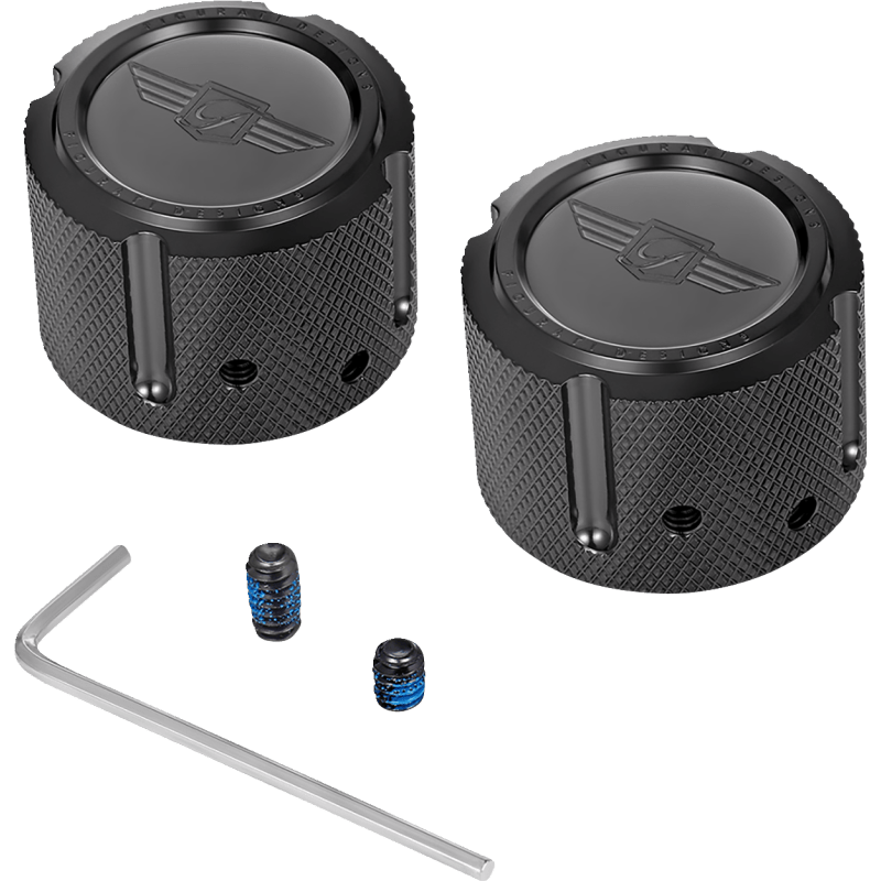 FIGURATI DESIGNS FRONT AXLE NUT COVERS WITH LOGO - DRIVEN Canada's Powersports FD01 - FAC - BLK