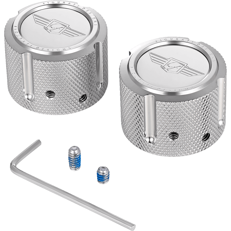 FIGURATI DESIGNS FRONT AXLE NUT COVERS WITH LOGO - DRIVEN Canada's Powersports FD01 - FAC - SS
