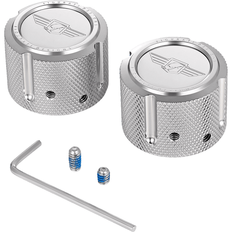FIGURATI DESIGNS FRONT AXLE NUT COVERS WITH LOGO - DRIVEN Canada's Powersports FD01 - FAC - SS