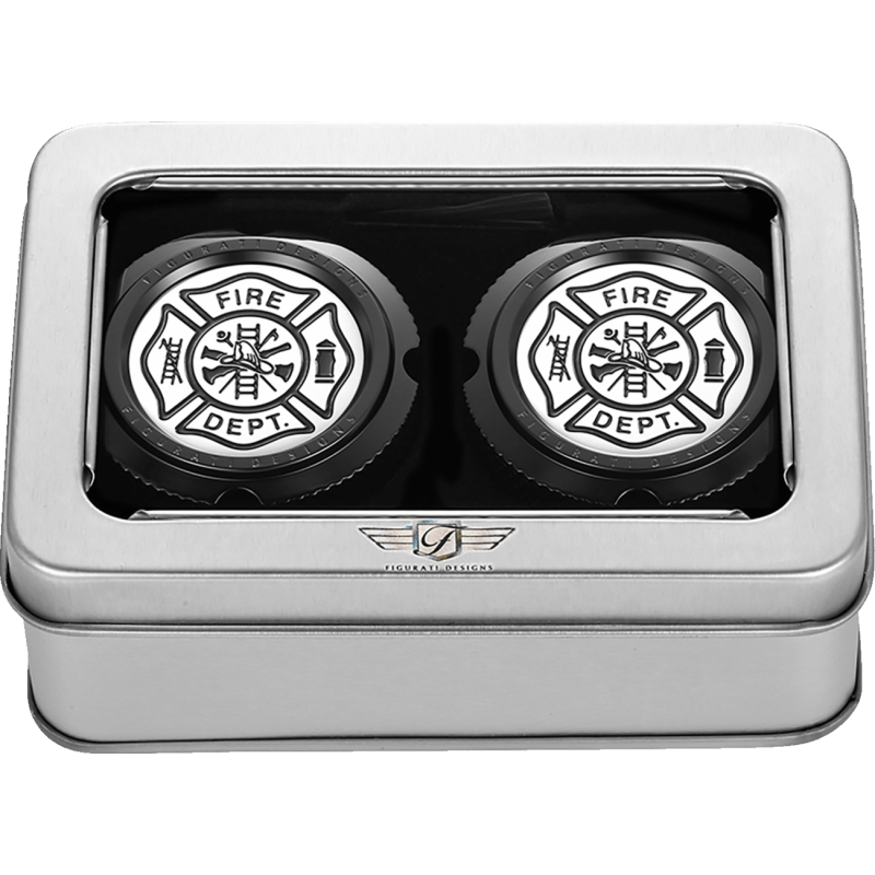 FIGURATI DESIGNS FRONT AXLE NUT COVERS WITH MALTESE CROSS - FIRE - DRIVEN Canada's Powersports FD74 - FAC - BLK