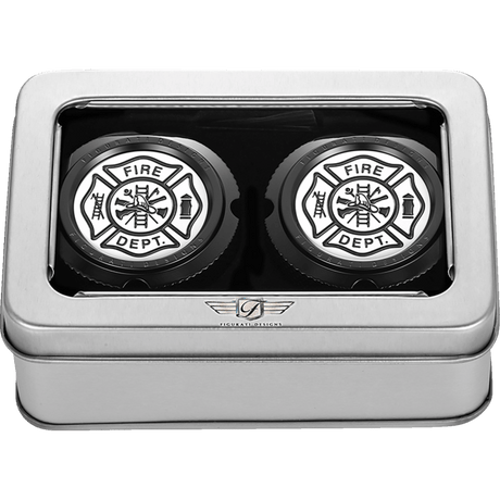 FIGURATI DESIGNS FRONT AXLE NUT COVERS WITH MALTESE CROSS - FIRE - DRIVEN Canada's Powersports FD74 - FAC - BLK