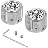 FIGURATI DESIGNS FRONT AXLE NUT COVERS WITH MALTESE CROSS - FIRE - DRIVEN Canada's Powersports FD74 - FAC - SS