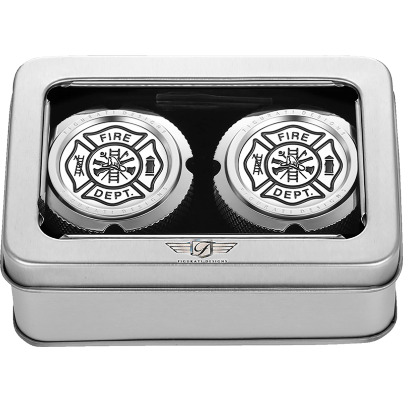 FIGURATI DESIGNS FRONT AXLE NUT COVERS WITH MALTESE CROSS - FIRE - DRIVEN Canada's Powersports FD74 - FAC - SS