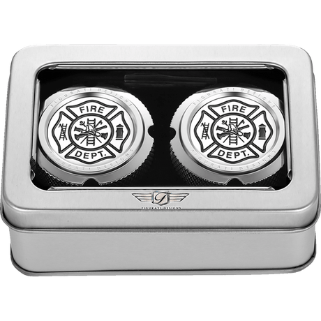 FIGURATI DESIGNS FRONT AXLE NUT COVERS WITH MALTESE CROSS - FIRE - DRIVEN Canada's Powersports FD74 - FAC - SS