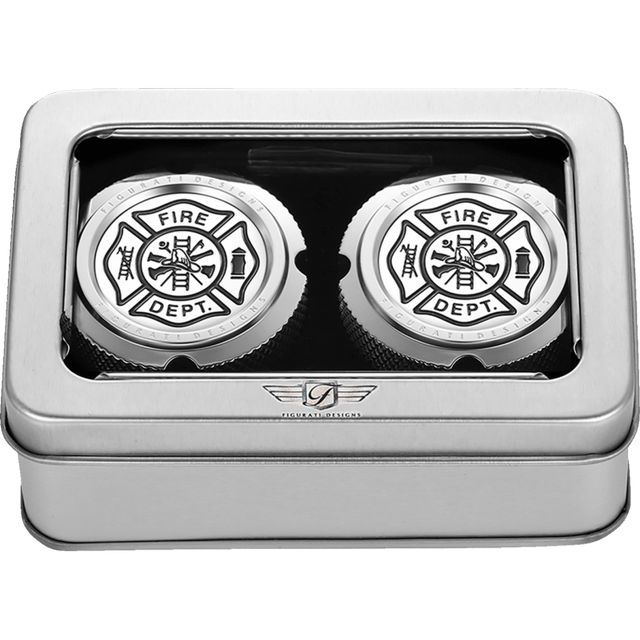 FIGURATI DESIGNS FRONT AXLE NUT COVERS WITH MALTESE CROSS - FIRE - DRIVEN Canada's Powersports FD74 - FAC - SS