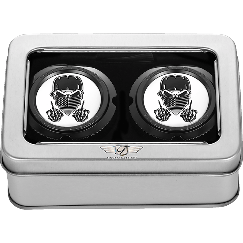 FIGURATI DESIGNS FRONT AXLE NUT COVERS WITH MASKED SKULL - DRIVEN Canada's Powersports FD29 - FAC - BLK