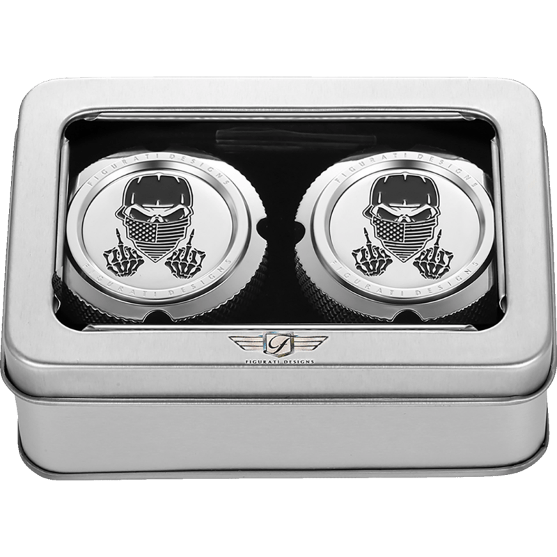 FIGURATI DESIGNS FRONT AXLE NUT COVERS WITH MASKED SKULL - DRIVEN Canada's Powersports FD29 - FAC - SS